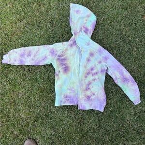 Tie-Dye Hoodie in Pastel Purple and Green and yellow